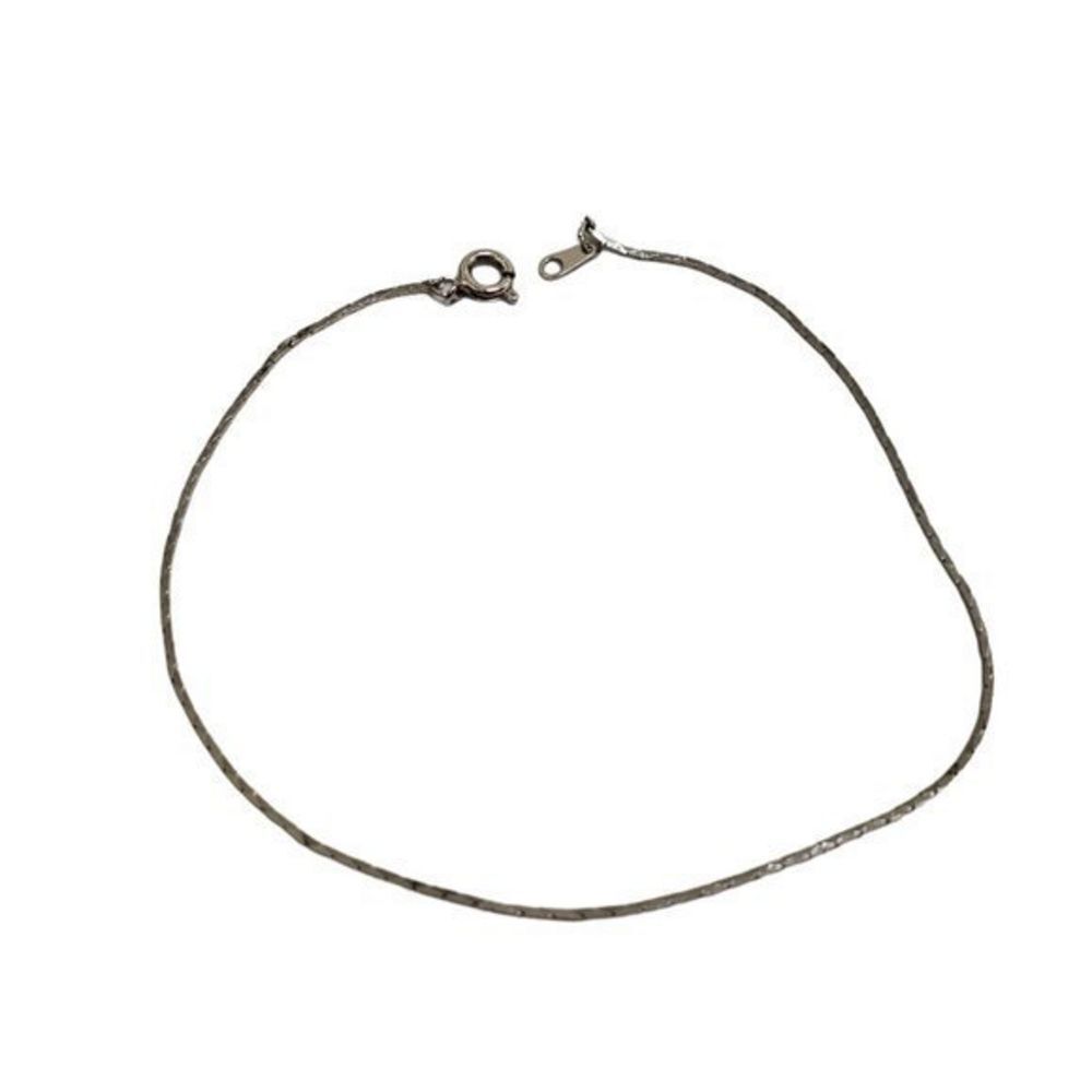 Silver Tone Chain Anklet Bracelet 9 Inch Thin‎ Shin